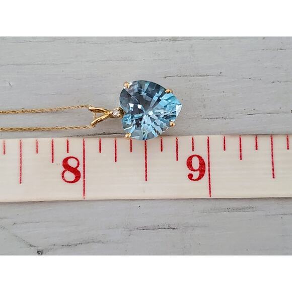 Vintage 14k Gold Clyde Duneier Heart Topaz Necklace - Picture 6 of 7